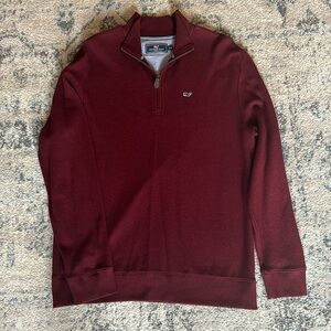 Mens Vineyard Vines Burgundy Quarter Zip Cotton